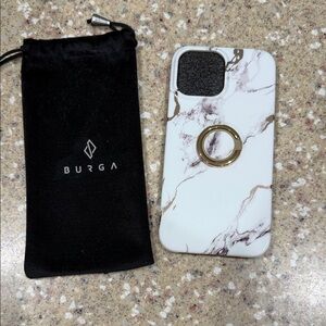 White Marble Phone Case with Gold Ring